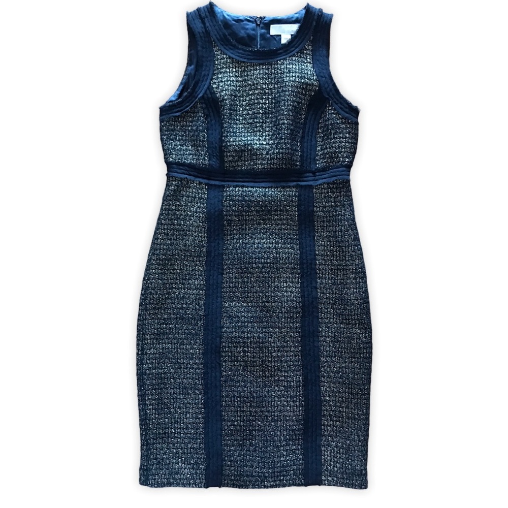 Michael Kors Black and Gold Sleeveless Wool Dress - Picture 2 of 10